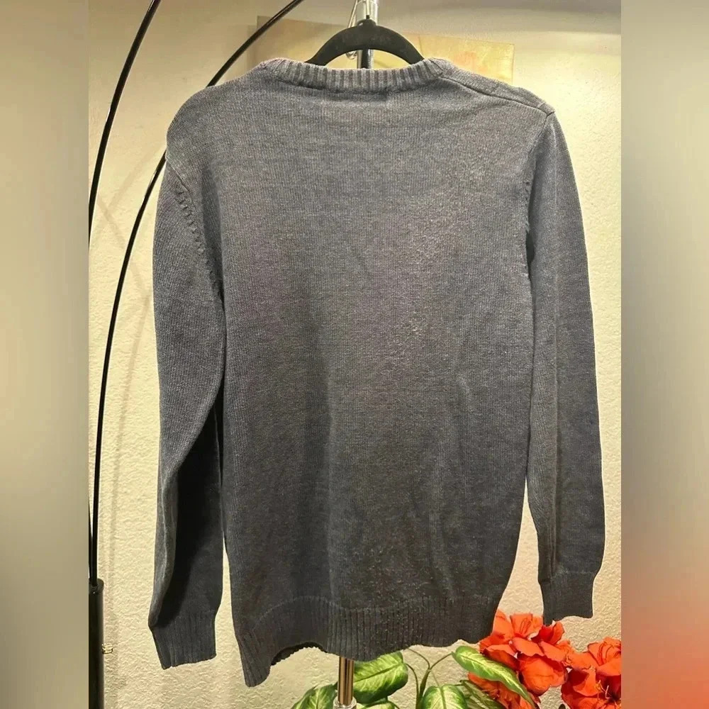 Oscar De La Renta Sweater Gray Blue Long Sleeve size M - Picture 4 of 13
